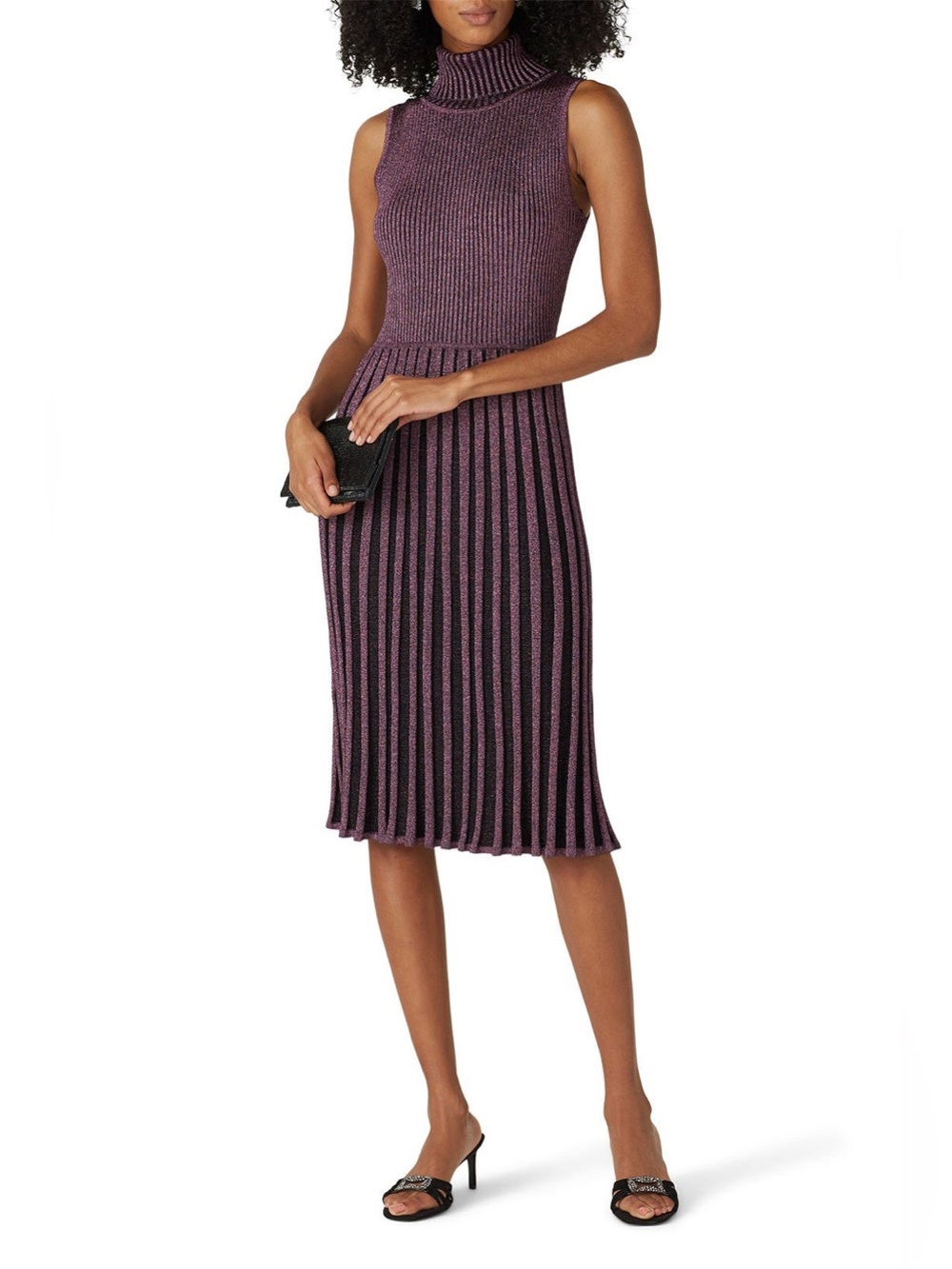 Milly x Revolve Pleated Midi Purple/Pink Lurex Knit Dress As Seen‎ on TV Medium